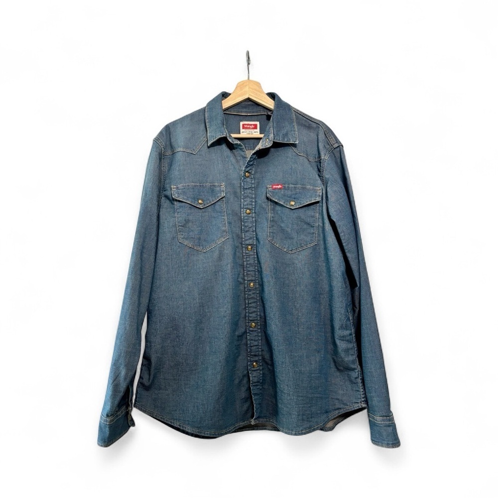 Wrangler Denim Button-Up Shirt Western Cowboy Men’s Large - Picture 2 of 9